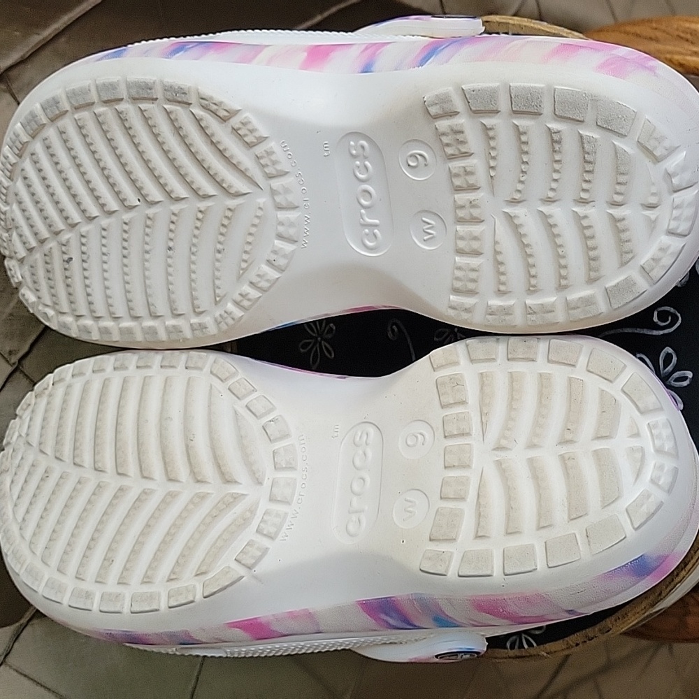VGUC- CROCS Classic Platform Dream Clog in RARE White/Purple - Picture 9 of 11